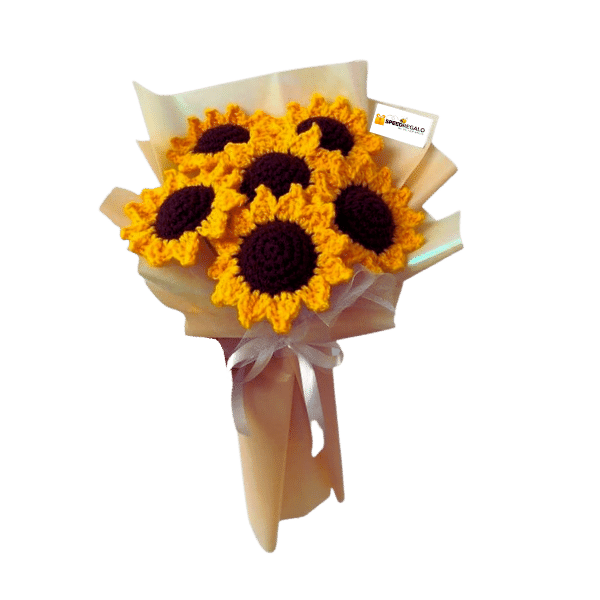 Half Dozen Crochet Sunflower Bouquet
